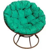 Кресло M-GROUP папасан без ротанга коричневое, зелёная подушка